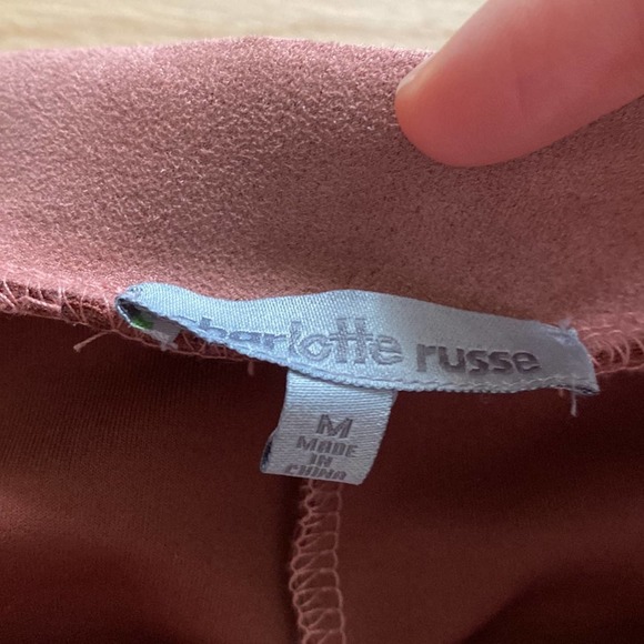 Charlotte Russe Blush Pink Suede Scalloped Skirt - Picture 4 of 7